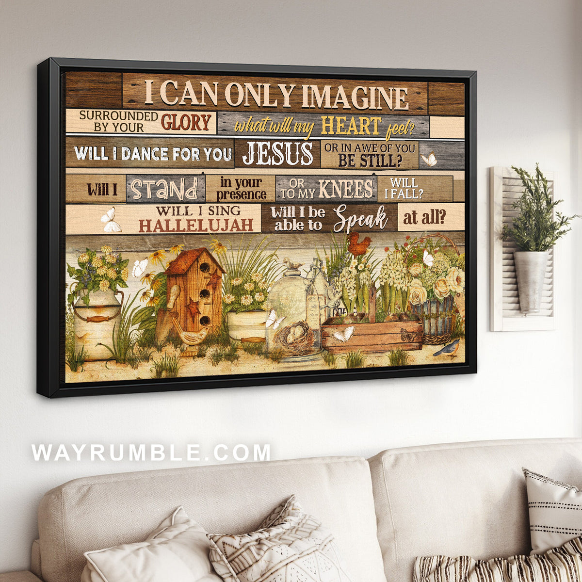 Little garden, Lovely birdhouse, White butterfly, I can only imagine - Jesus Landscape Canvas Prints, Home Decor Wall Art