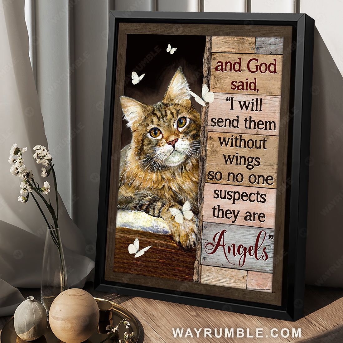 Pretty cat drawing, White butterfly, I will send them without wings - Jesus Portrait Canvas Prints, Christian Wall Art