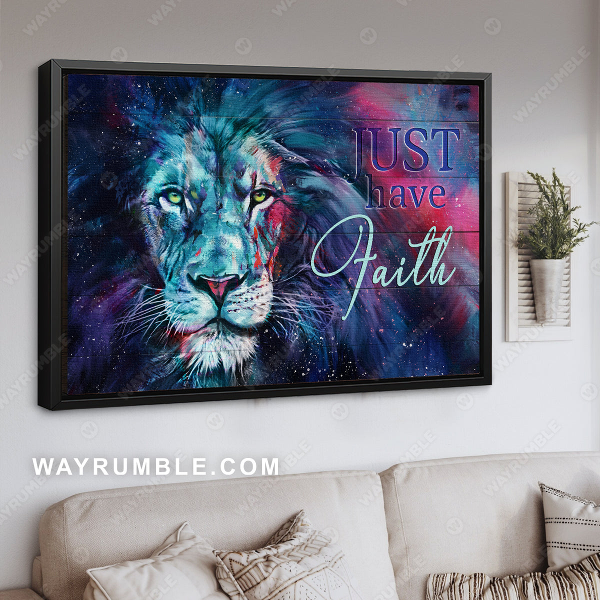 Lion painting, The awesome galaxy, Just have faith - Jesus Landscape Canvas Prints, Christian Wall Art