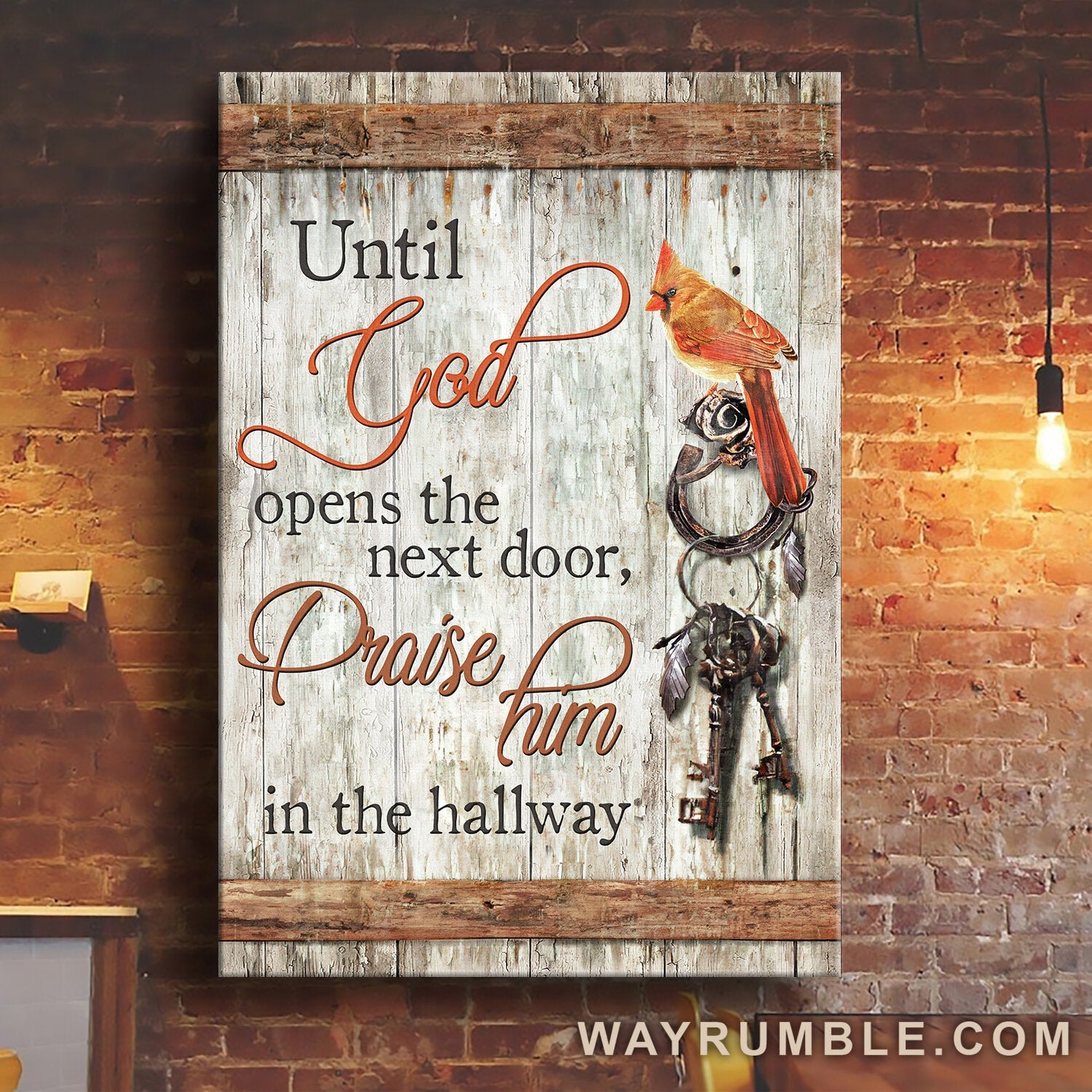 Cardinal painting, Vintage art work, Until God opens the next door - Jesus Portrait Canvas Prints, Wall Art