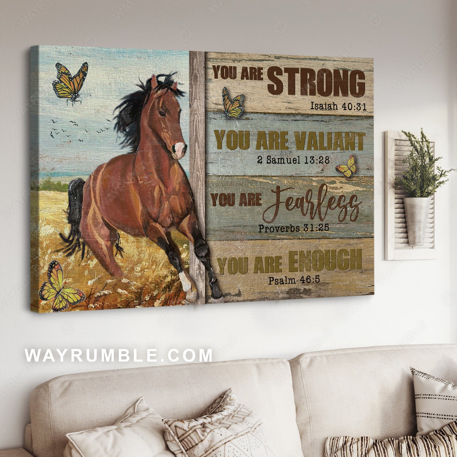 Running horse, Rice field drawing, Butterfly, You are strong - Jesus Landscape Canvas Prints, Christian Wall Art