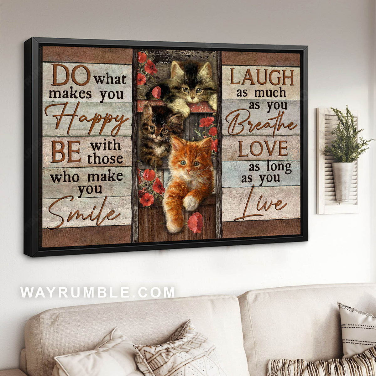 Cat painting, Red poppy, Vintage painting, Do what makes you happy - Jesus Landscape Canvas Prints, Christian Wall Art