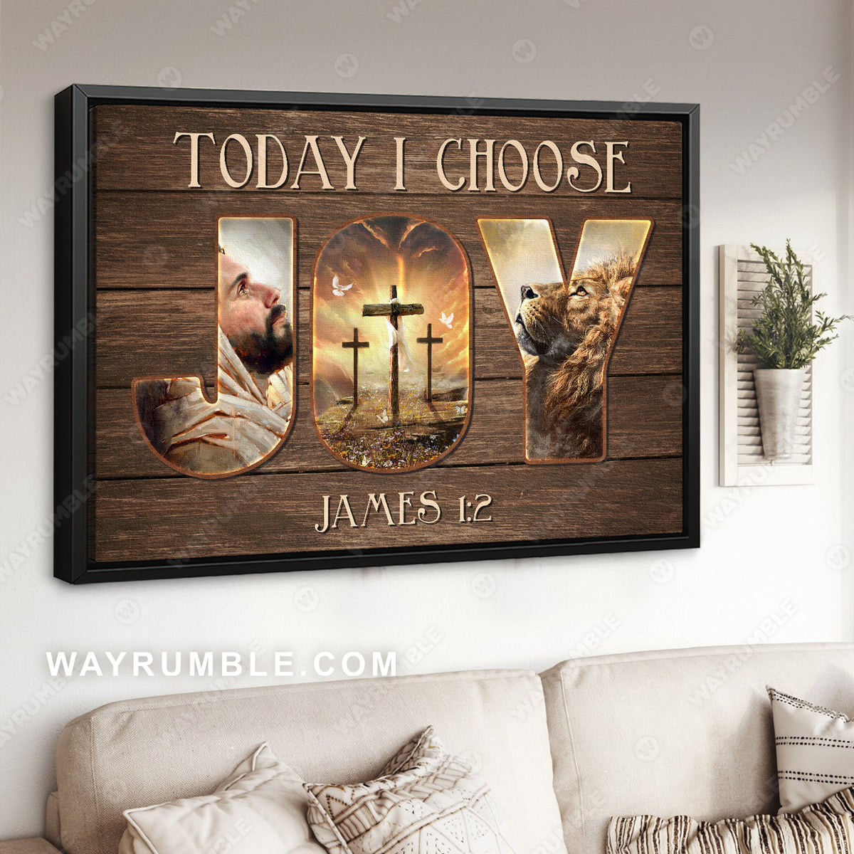 Jesus painting, Lion of Judah, Lion painting, Today I choose Joy - Jesus Landscape Canvas Prints, Wall Art