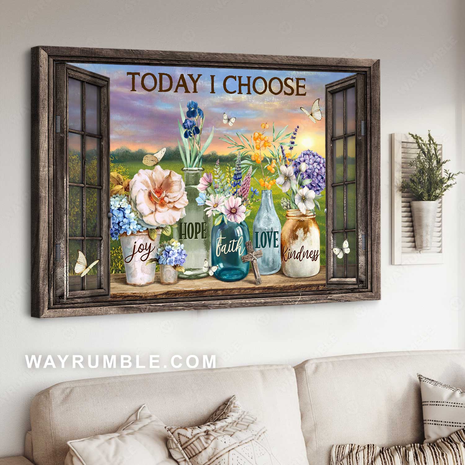 Pretty sunset, Colorful flower, Lovely drawing, Today I choose joy - Jesus Landscape Canvas Prints, Home Decor Wall Art