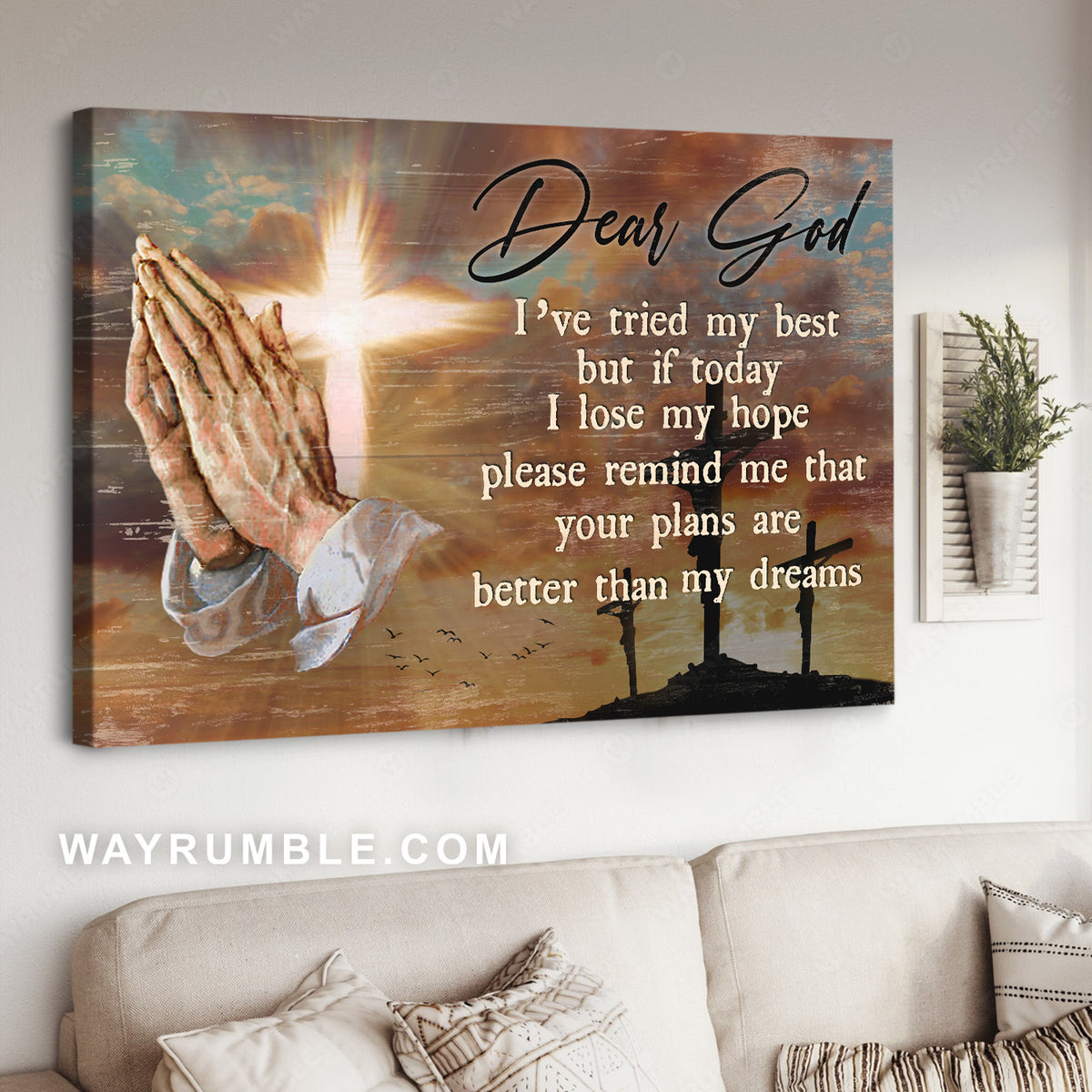 Pray for healing, Light cross, Infinite halo, Jesus&#39;s hand, Dear God - Jesus Landscape Canvas Prints, Christian Wall Art