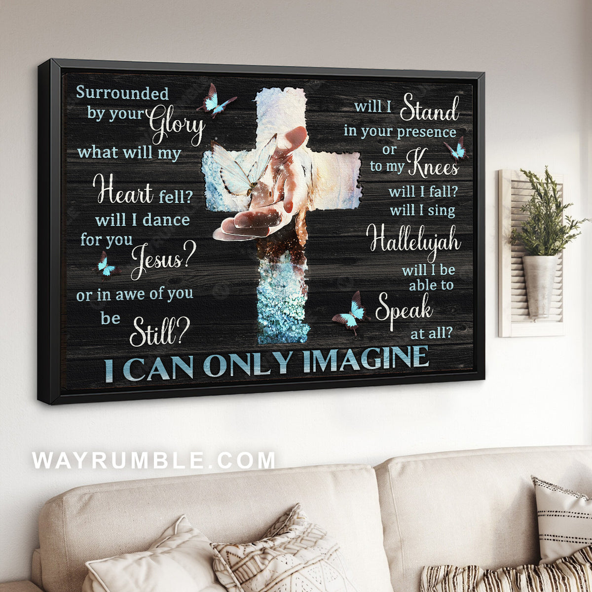 Jesus calls, Pretty butterfly, Light cross, I can only imagine - Jesus Landscape Canvas Prints, Home Decor Wall Art