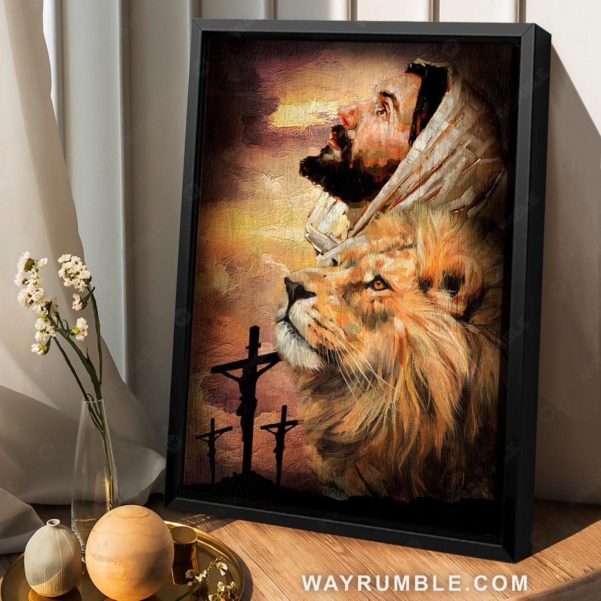 Jesus calls, Watercolor lion, Jesus on the cross - Jesus Portrait Canvas Prints, Christian Wall Art