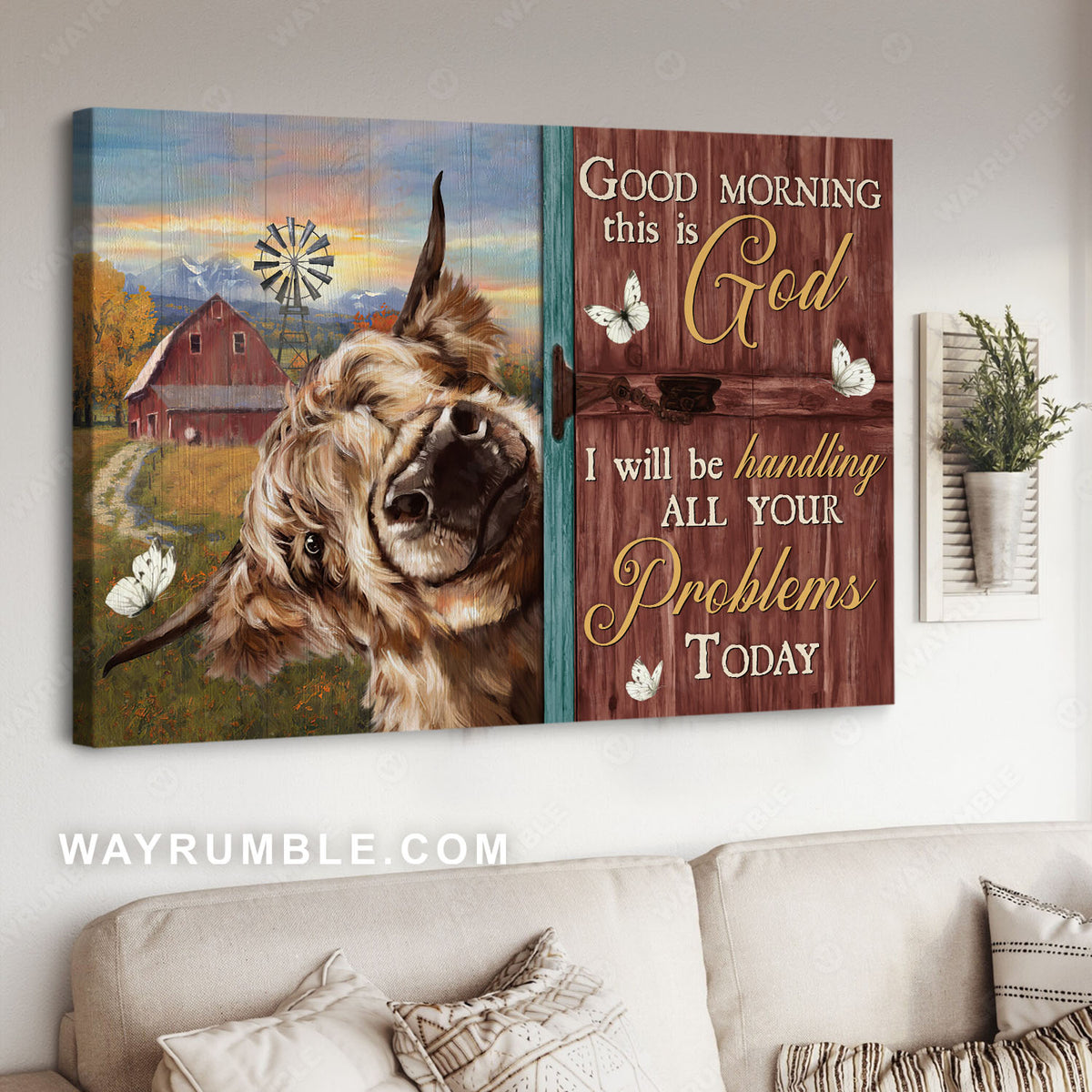 Yak cow painting, Peace farm, Pretty sunset, Good morning, This is God - Jesus Landscape Canvas Prints, Christian Wall Art