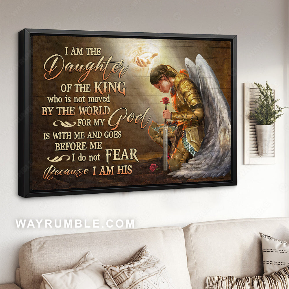 Woman warrior, Red rose, Angel wings, I am the daughter of the King - Jesus Landscape Canvas Prints, Christian Wall Art