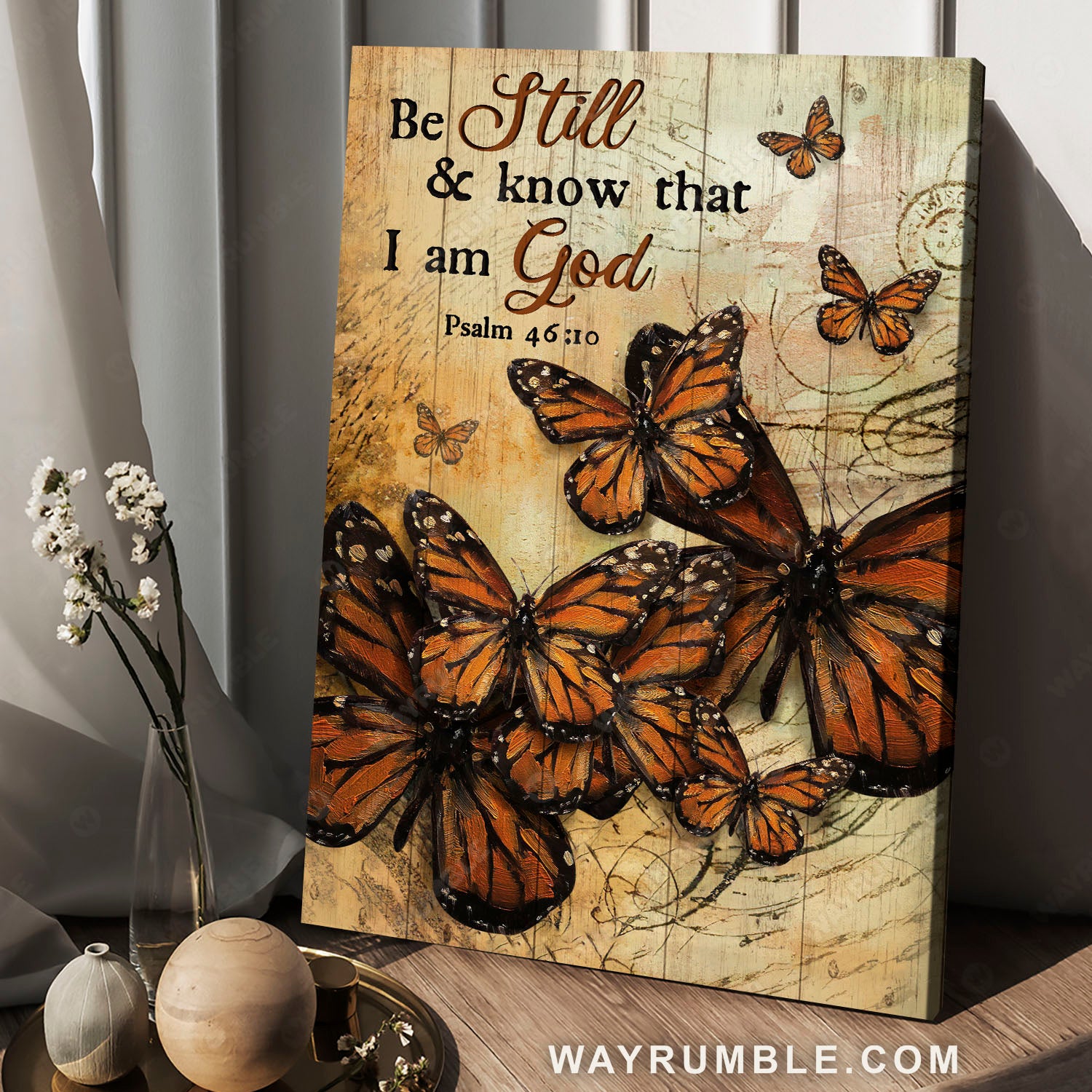 Monarch butterfly, Butterfly drawing, Vintage style, Be still I am God - Jesus Portrait Canvas Prints, Christian Wall Art