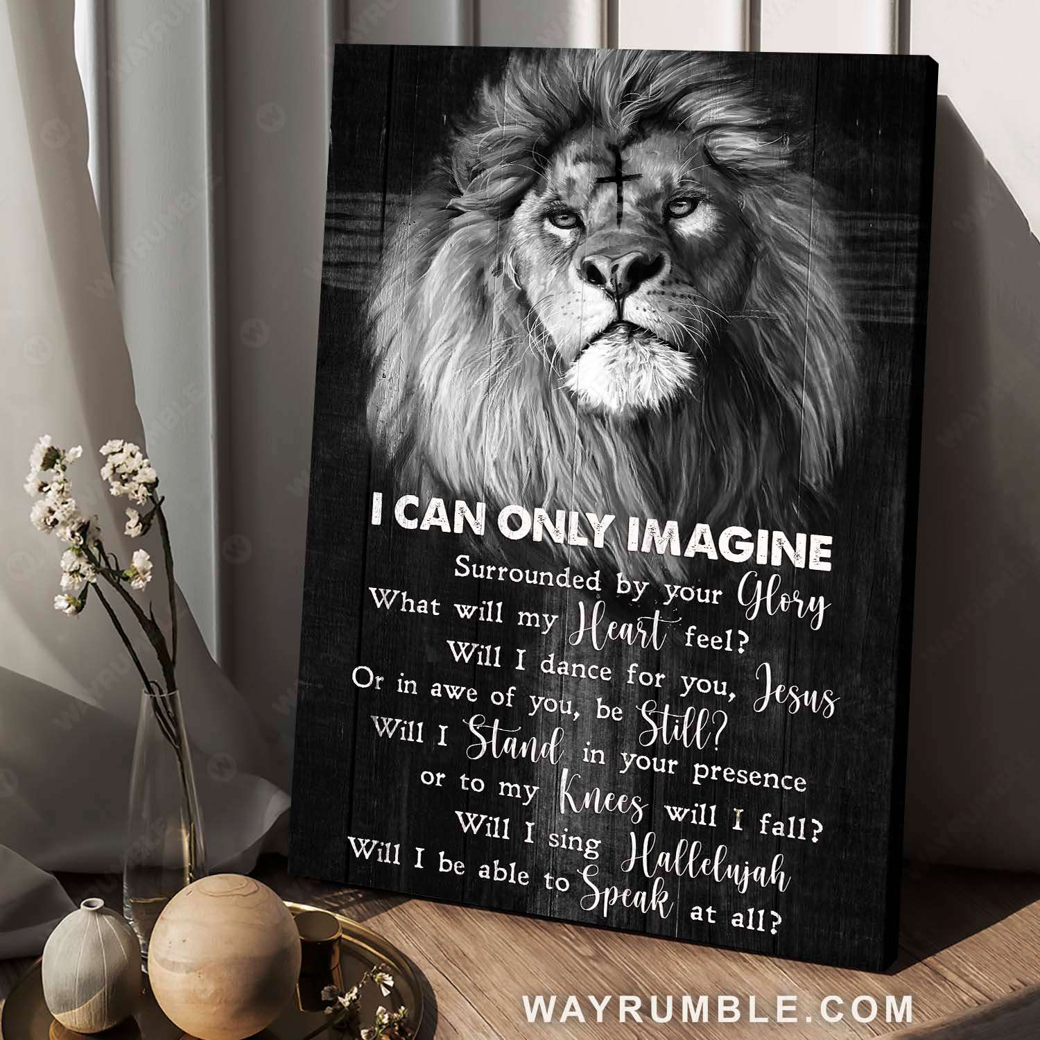 Lion of Judah, I can only imagine - Jesus, Black and White Portrait Canvas Prints, Wall Art