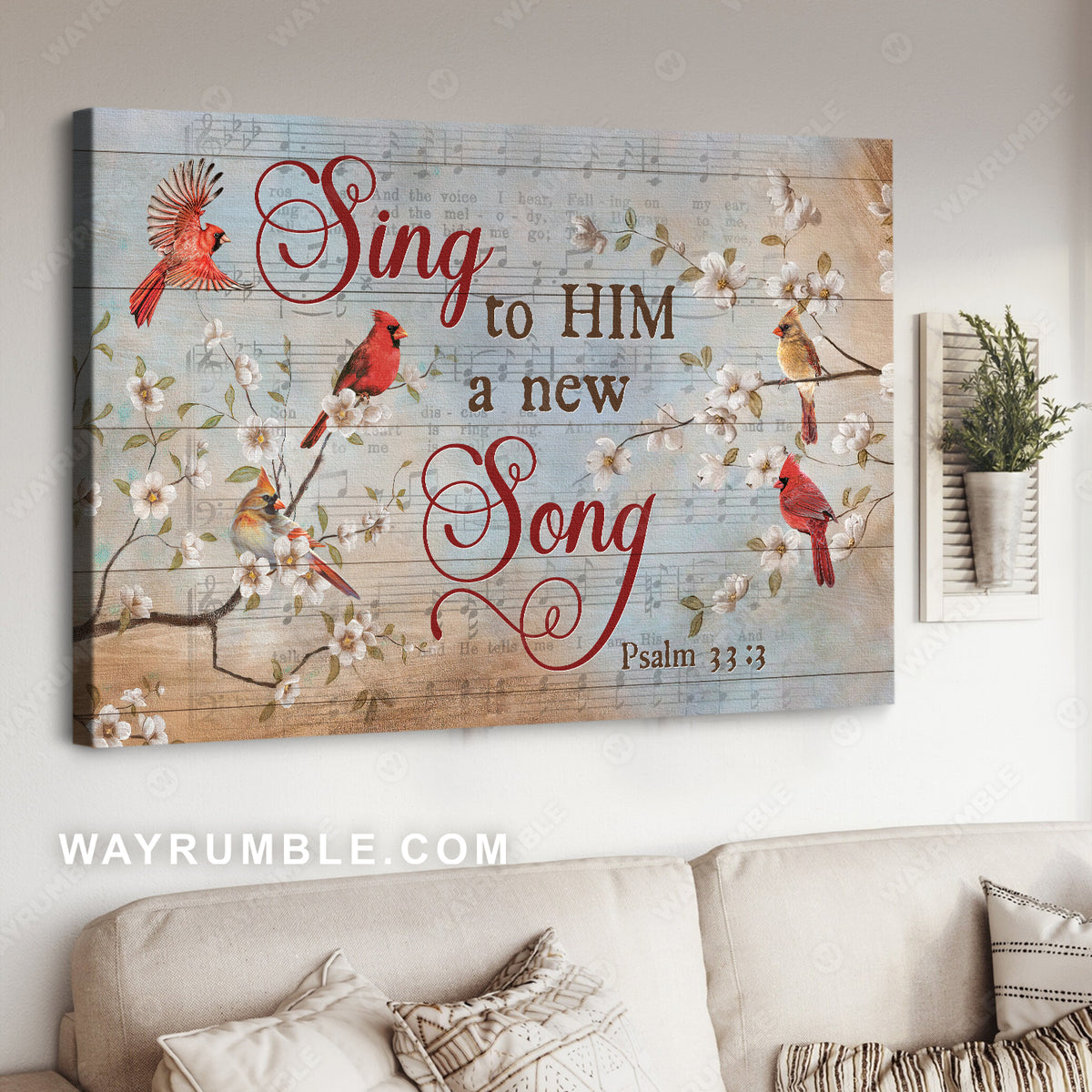 Spring vibe, Jasmine forest, Lucky cardinal, Sing to him a new song - Jesus Landscape Canvas Prints, Home Decor Wall Art