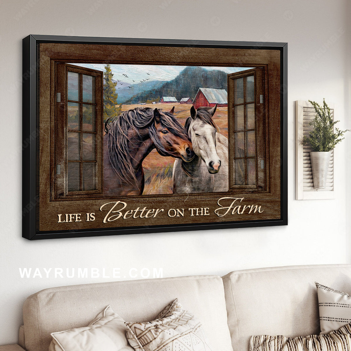 Happy horse, Rice field, Countryside drawing, Life is better on the farm - Jesus Landscape Canvas Prints, Christian Wall Art