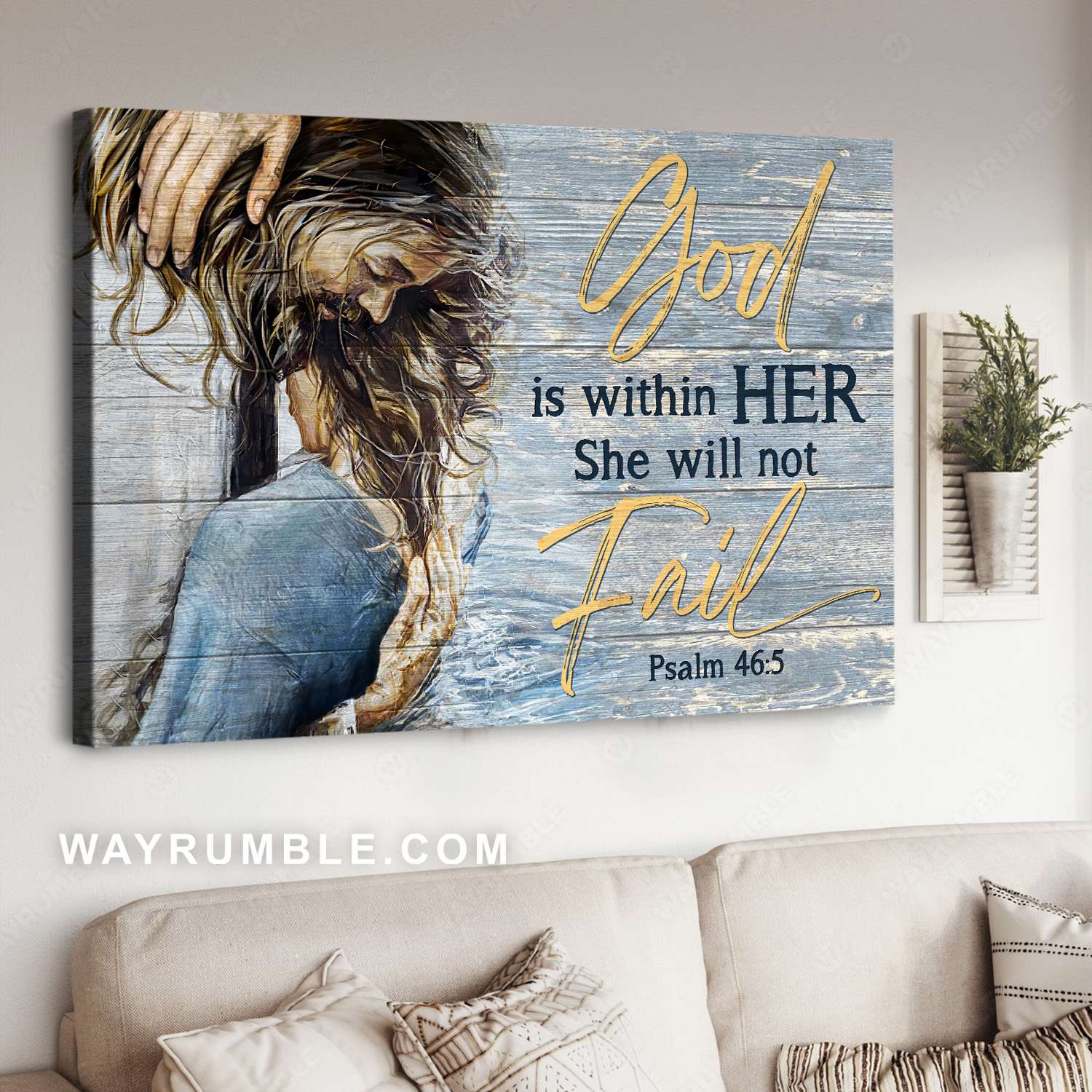 Jesus helped me, Jesus hands, Women painting, God is within her - Jesus Landscape Canvas Prints, Christian Wall Art