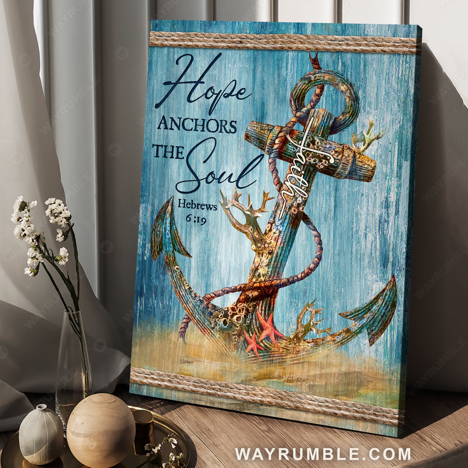 Luxury anchor, Deep ocean, Red starfish, Hope anchors the soul - Jesus Portrait Canvas Prints, Home Decor Wall Art