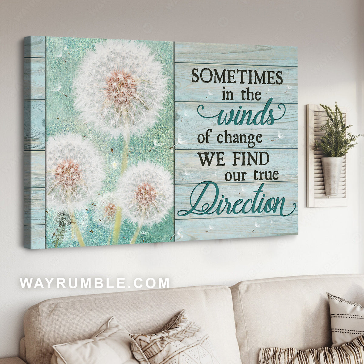 White dandelion, Dandelion seed, Blue mint, Find our true direction - Jesus Landscape Canvas Prints, Christian Wall Art
