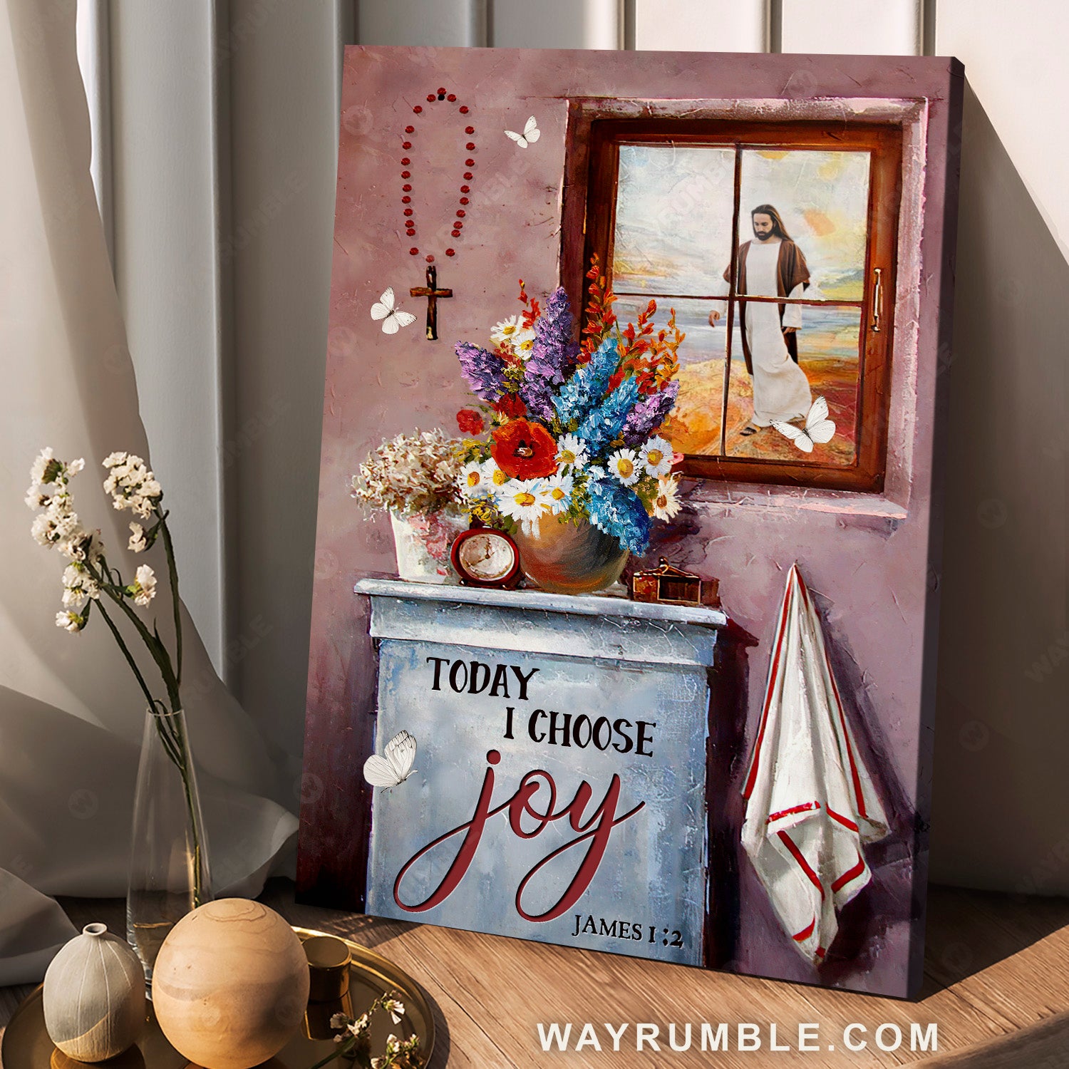 Jesus artwork, Colorful flower vase, Stunning drawing, Today I choose joy - Jesus Portrait Canvas Prints, Home Decor Wall Art