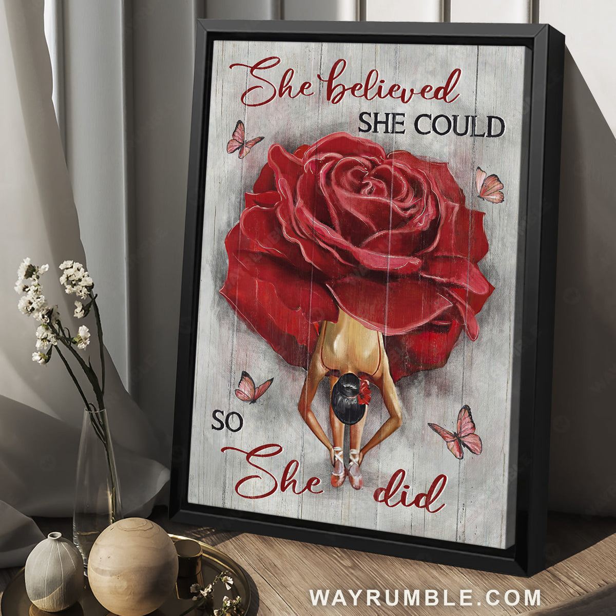 Sparkling rose, Ballet dancer, Red butterfly, She believed she could so she did - Jesus Portrait Canvas Prints, Christian Wall Art
