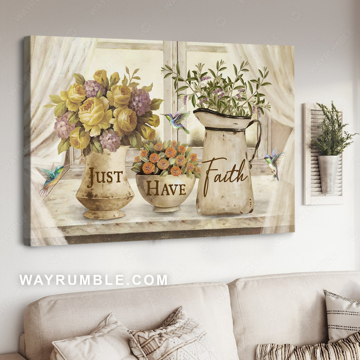 Yellow peony, Orange poppy, Flower vases, Just have faith - Jesus Landscape Canvas Prints, Christian Wall Art