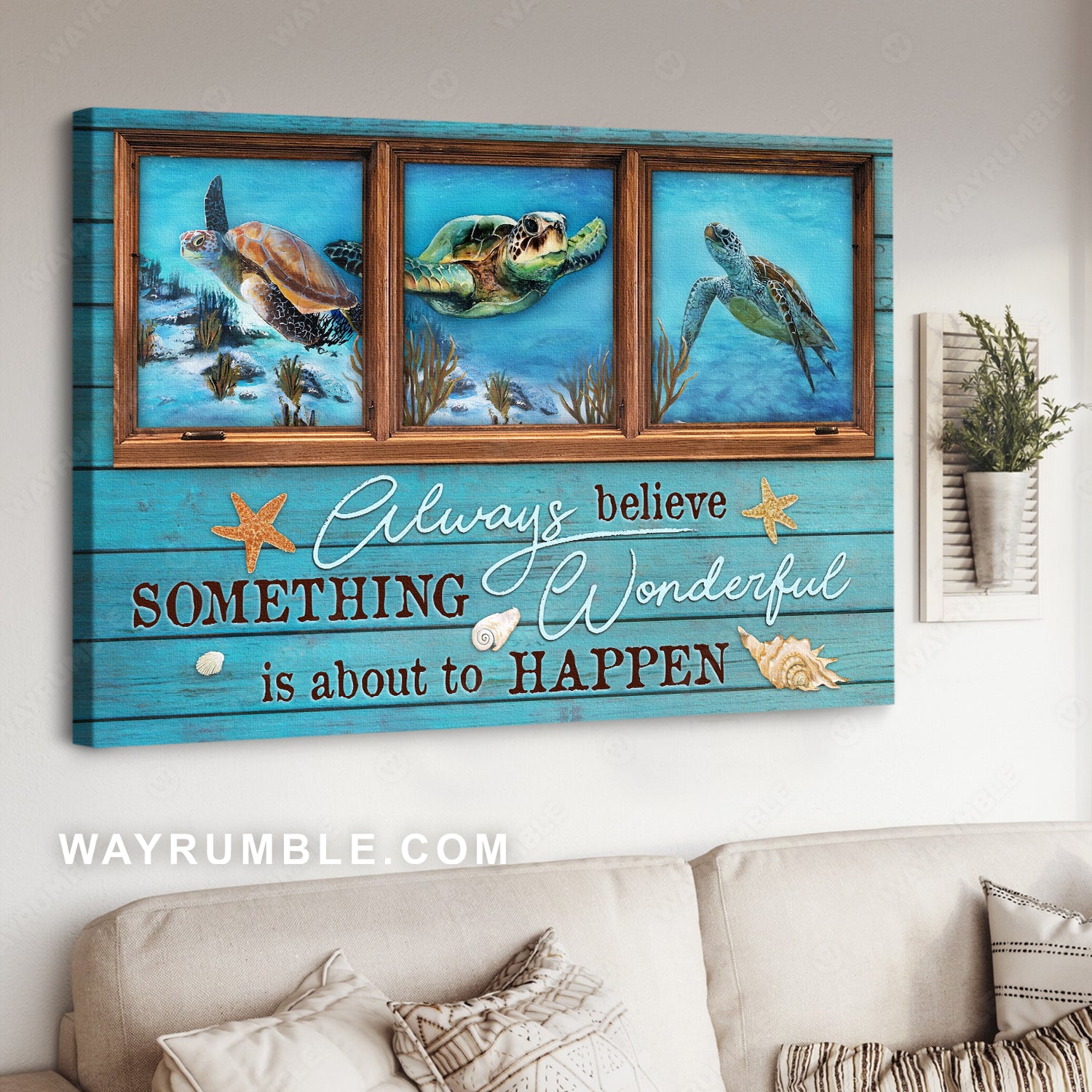 Deep ocean, Oldest turtle, Blue background, Something wonderful is about to happen - Jesus Landscape Canvas Prints, Christian Wall Art