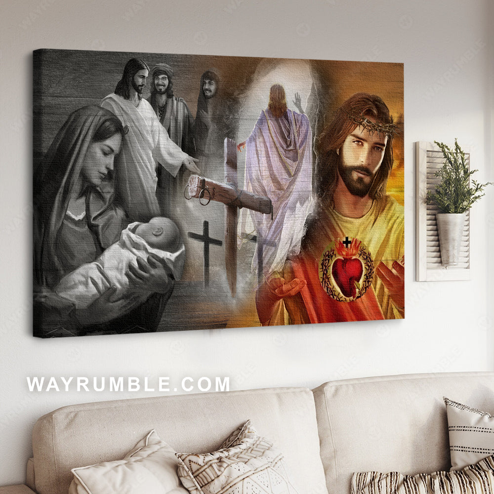 The life of Jesus, The birth of Jesus Christ, Cross symbol - Jesus Landscape Canvas Prints, Christian Wall Art