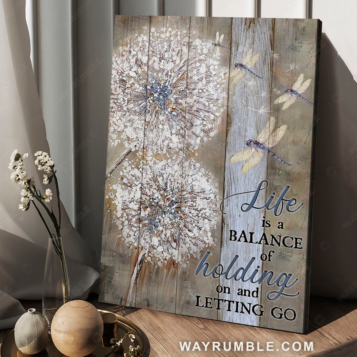 Dandelion painting, Blue dragonfly, Life is a balance - Jesus Portrait Canvas Prints, Christian Wall Art