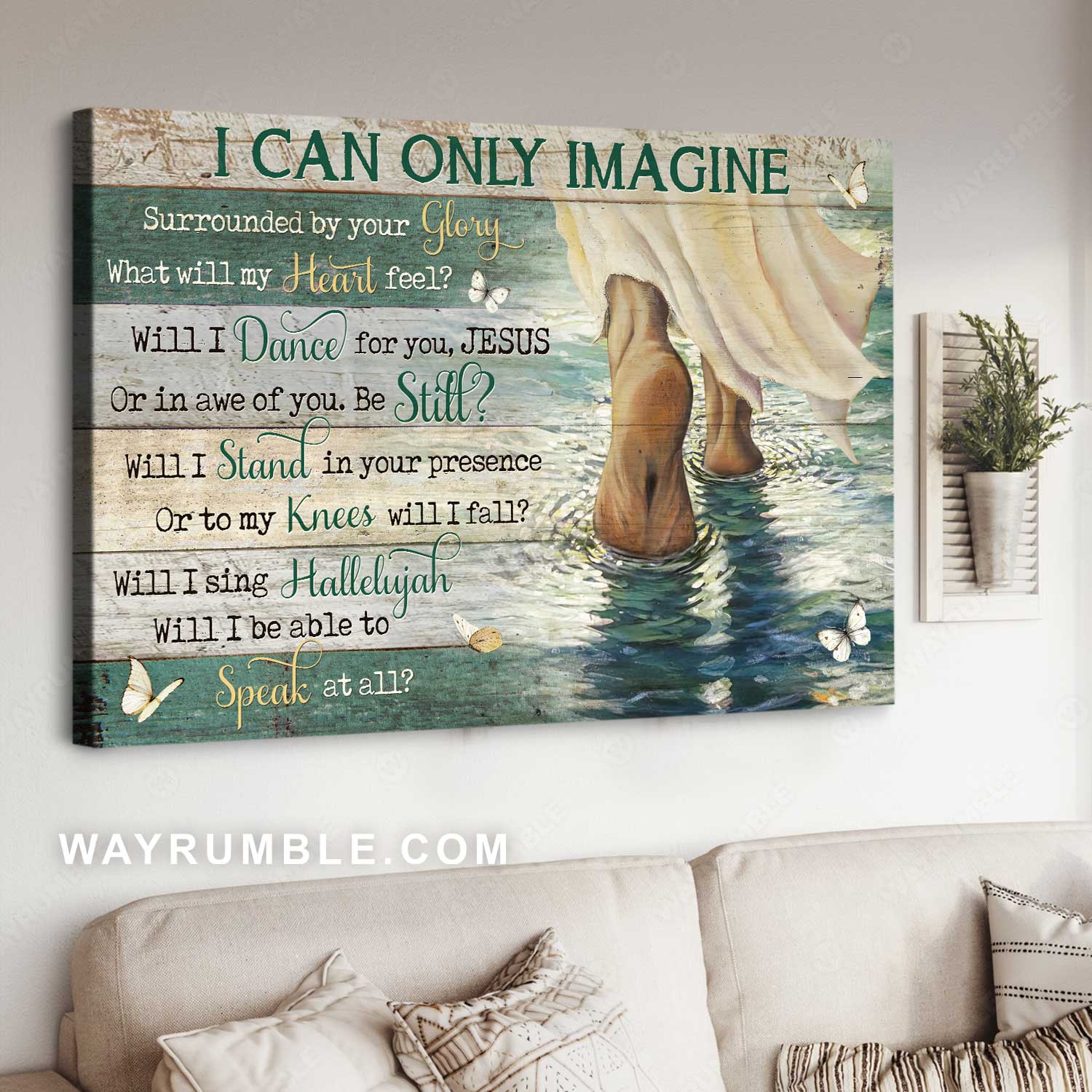 Magic lake, Jesus walking on water, Pretty butterfly, I can only imagine - Jesus Landscape Canvas Prints, Home Decor Wall Art