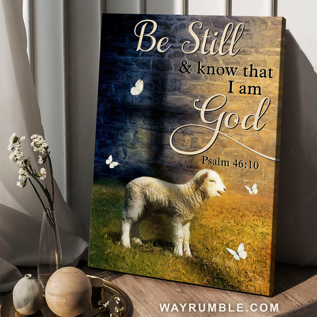 Lamb of God, White butterfly, Cross light, Be still I am God - Jesus Portrait Canvas Prints, Christian Wall Art