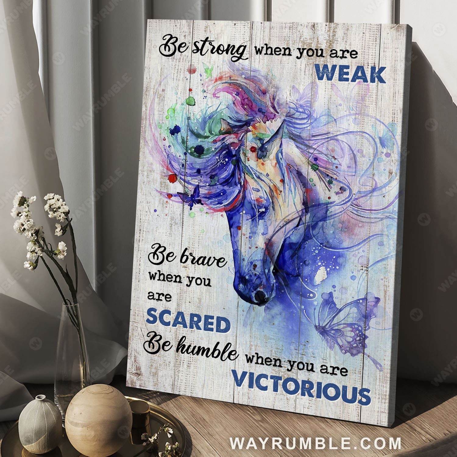 Pretty horse, Colorful artwork, Purple butterfly, Be strong when you are weak - Jesus Portrait Canvas Prints, Christian Wall Art