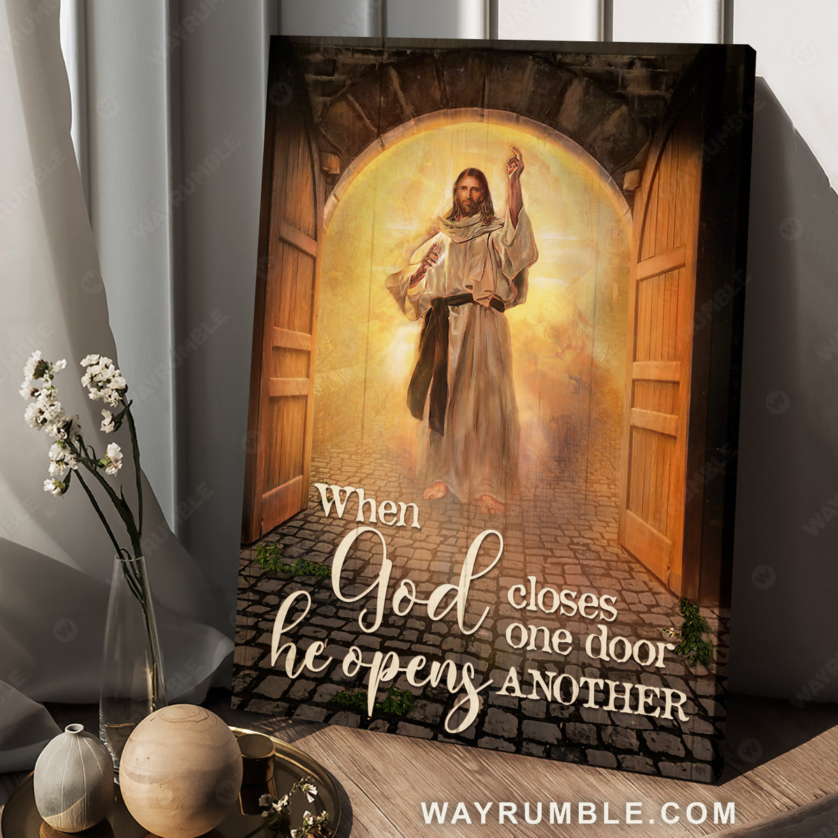 Amazing Jesus painting, Infinite halo, When God closes one door - Jesus Portrait Canvas Prints, Christian Wall Art