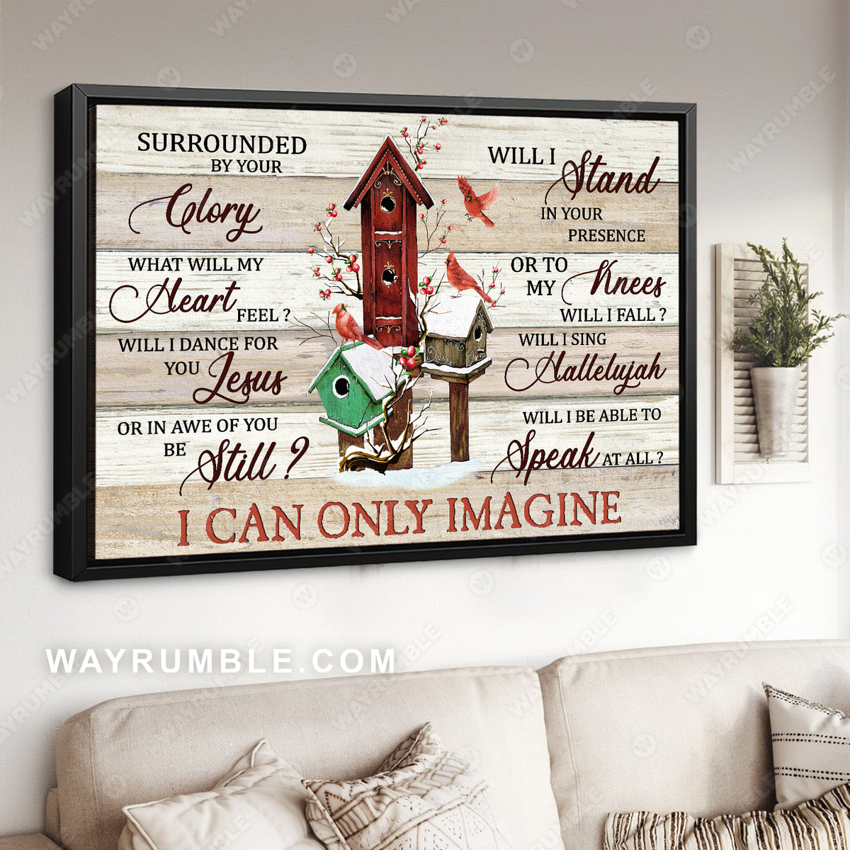 Luxury birdhouse, Red cardinal, Frozen cranberry, I can only imagine - Jesus Landscape Canvas Prints, Christian Wall Art