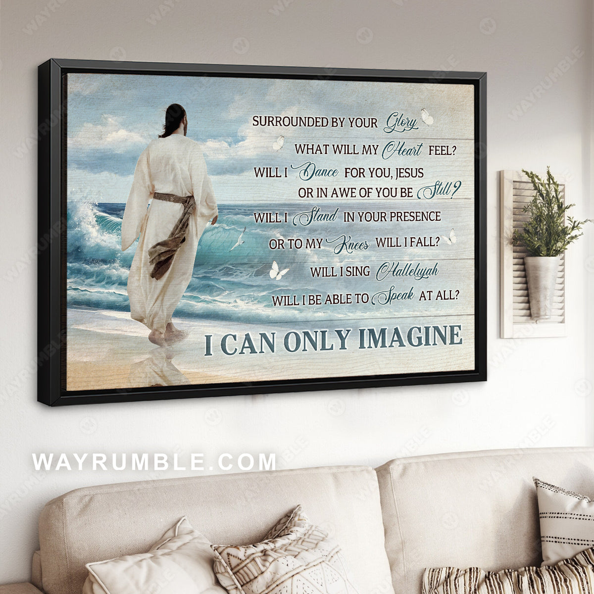 Jesus painting, Ocean landscape, Walking to the sea, I can only imagine - Jesus Landscape Canvas Prints, Christian Wall Art