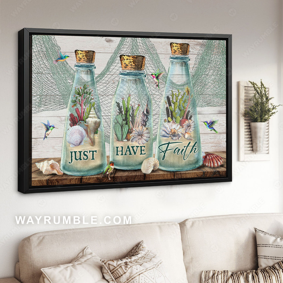 Beautiful bottle, Summer vibe, Cactus painting, Just have faith - Jesus Landscape Canvas Prints, Christian Wall Art