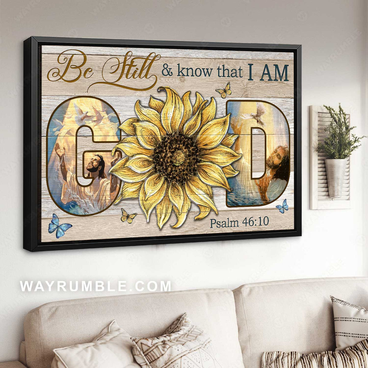 Stunning sunflower, The life of Jesus, Butterfly, Be still and know that I am God - Jesus Landscape Canvas Prints, Christian Wall Art