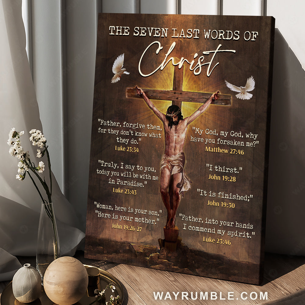 The life of Jesus, White dove, The seven last words of Christ - Jesus Portrait Canvas Prints, Christian Wall Art