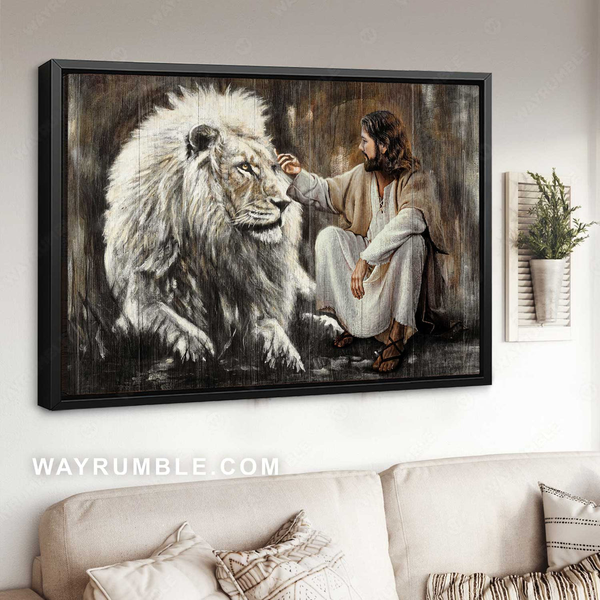 White lion painting, Walking with Jesus, The life of Jesus, Home Decor - Jesus Landscape Canvas Prints, Home Decor Wall Art
