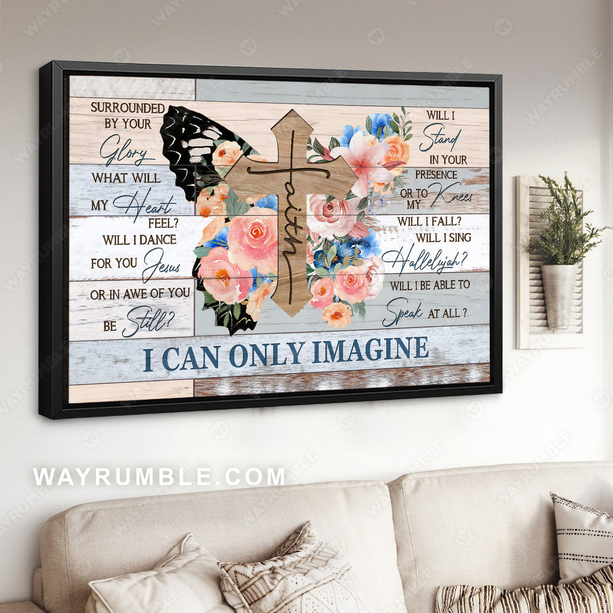 Pretty cross, Flower frame, Black butterfly, I can only imagine - Jesus Landscape Canvas Prints, Home Decor Wall Art