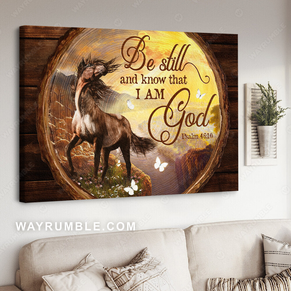 Crazy horse, Circle mirror, Colorful sunset, Be still and know that I am God - Jesus Landscape Canvas Prints, Christian Wall Art