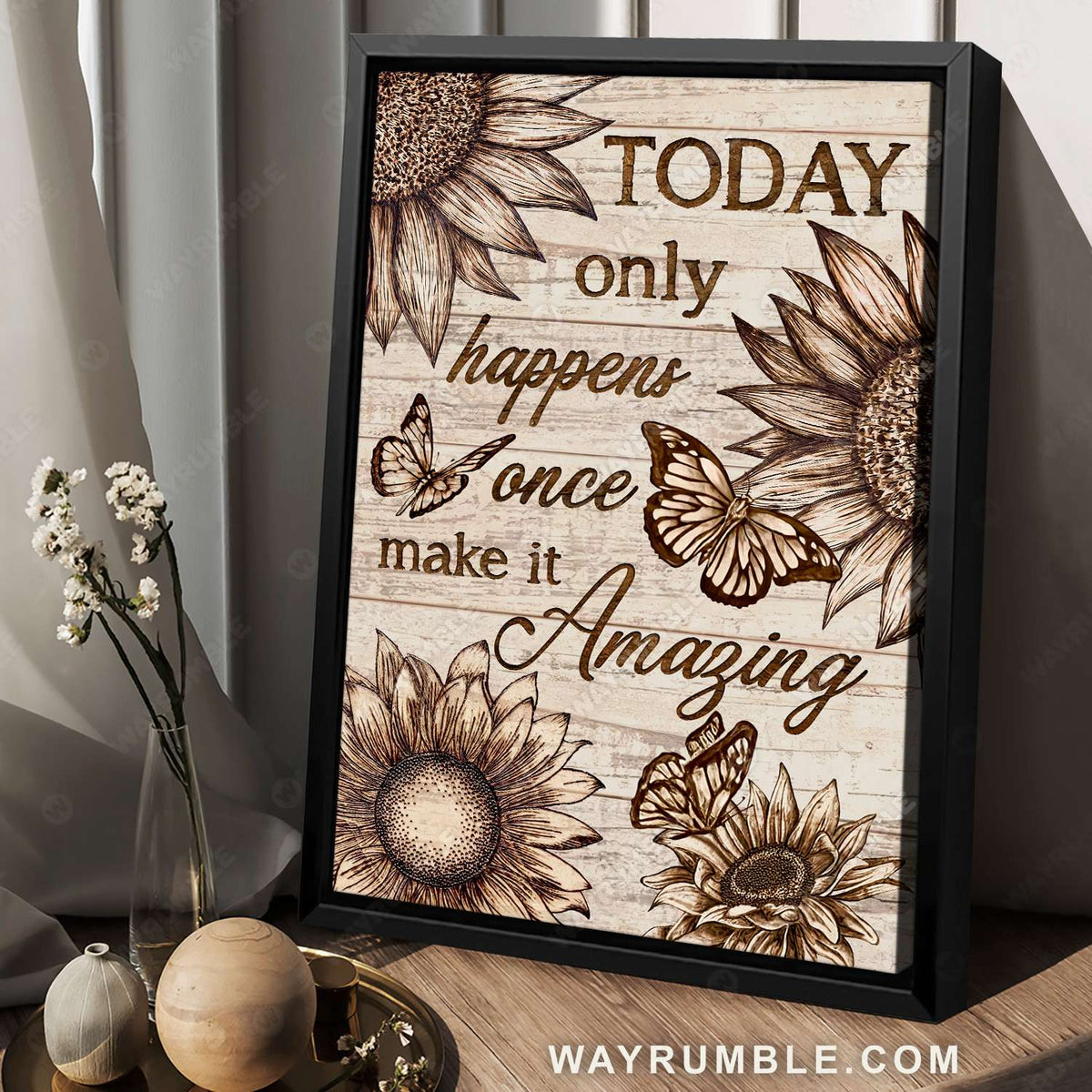 Sunflower, Monarch butterfly, Black and white, Today only happens once - Jesus Portrait Canvas Prints, Christian Wall Art