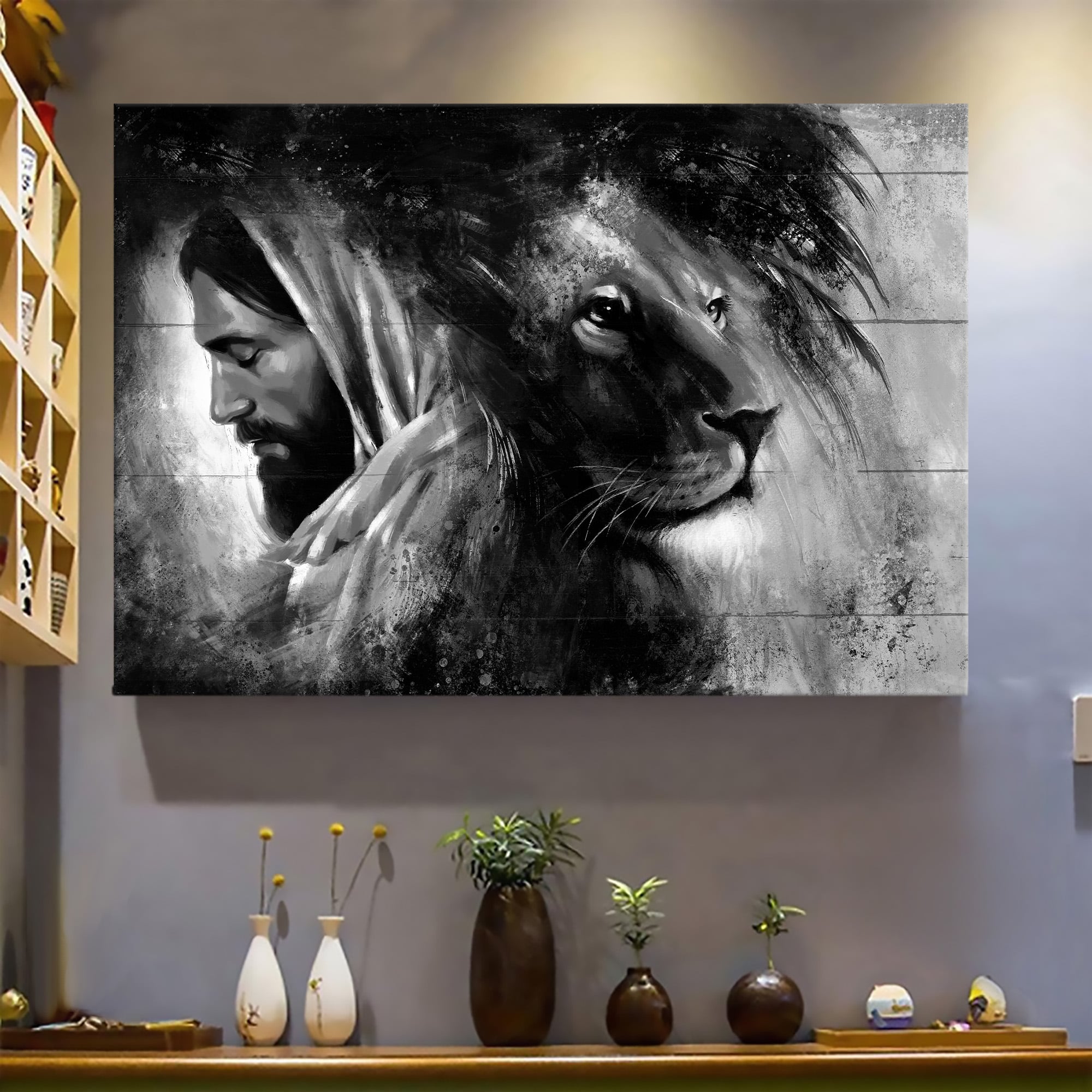 Jesus Painting, Lion of Judah - Jesus Landscape Canvas Prints, Wall Art