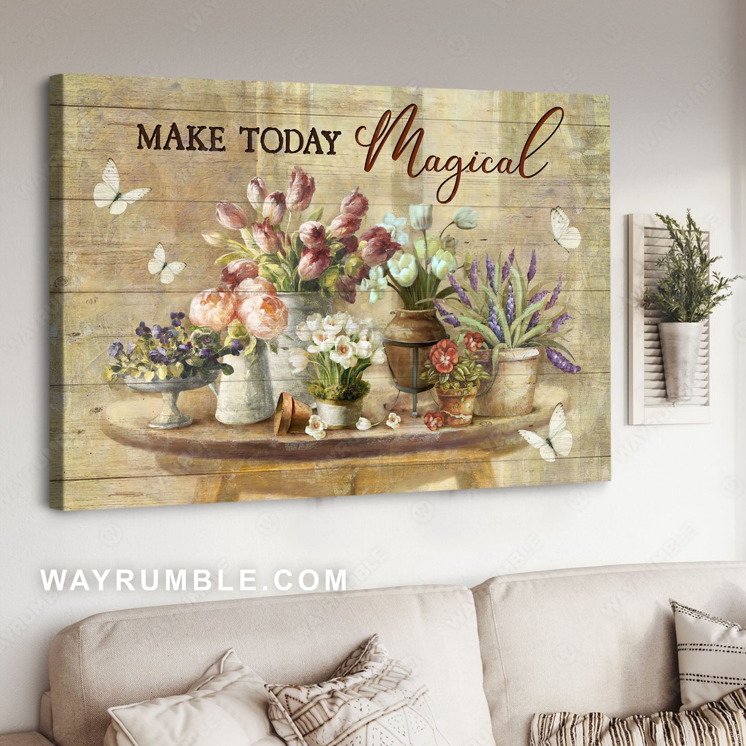 Colorful flowers, Pink tulip, Orange peony, Make today magical - Jesus Landscape Canvas Prints, Christian Wall Art