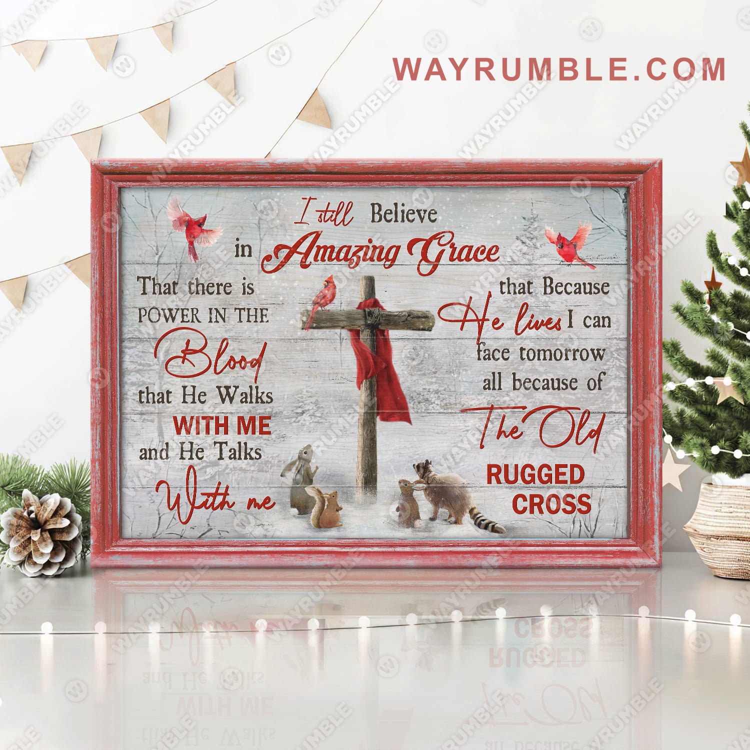 Animal painting, Wooden cross, I still believe in amazing grace - Jesus Landscape Canvas Prints, Wall Art