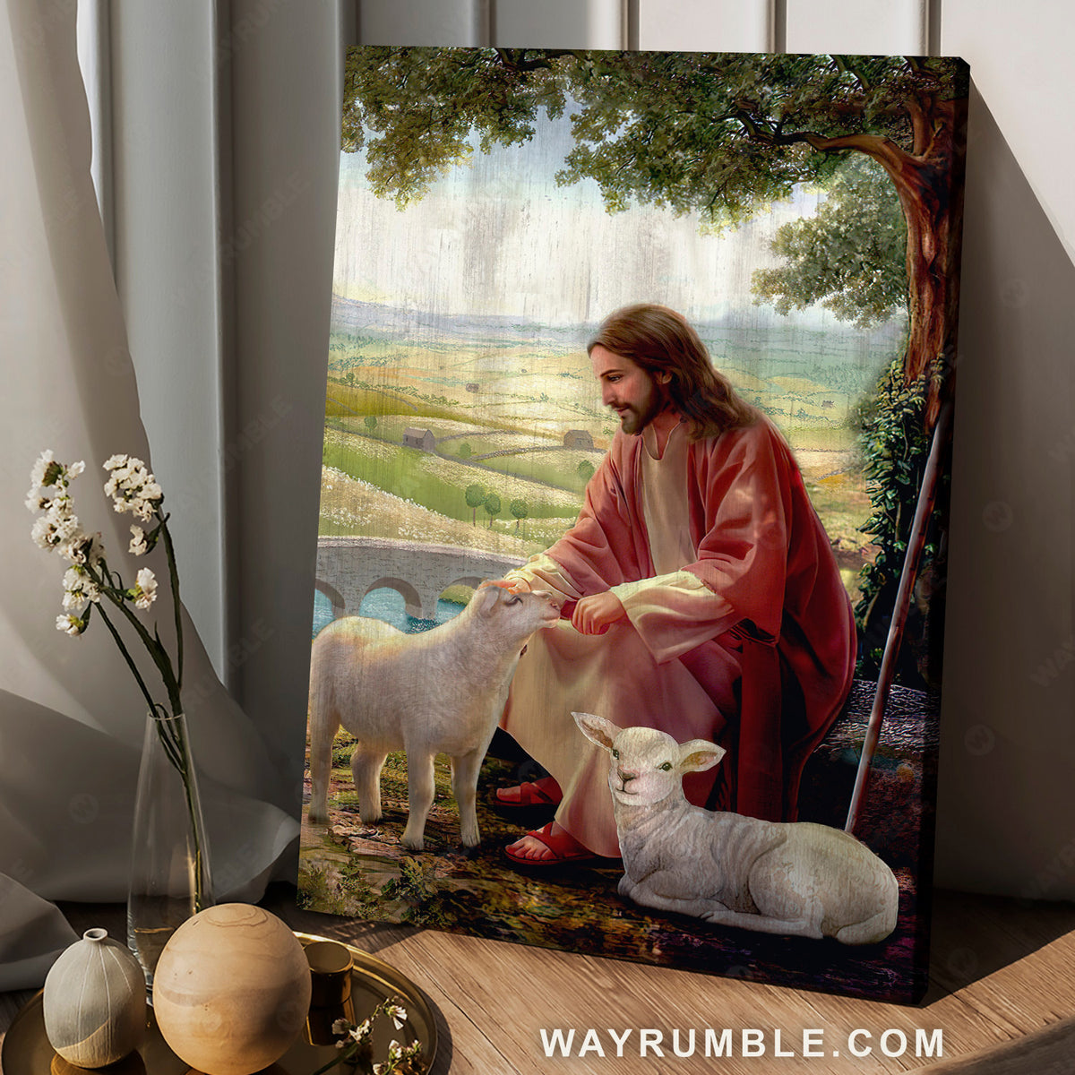 The real face of Jesus, Amazing lamb, Countryside art work - Jesus Portrait Canvas Prints, Christian Wall Art