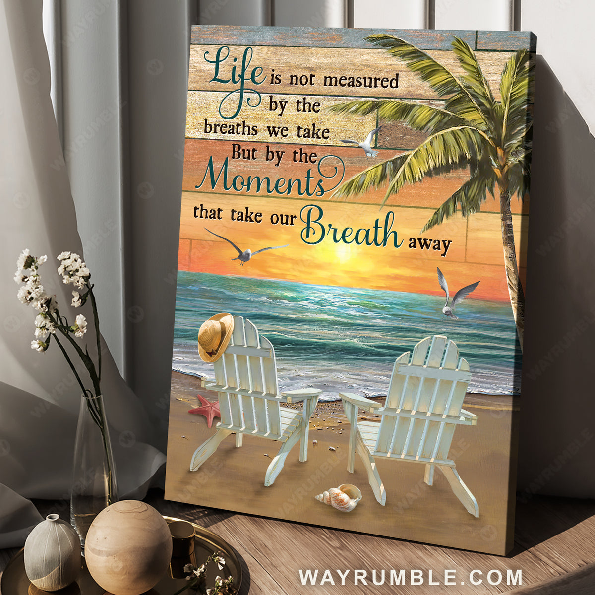 Ocean artwork, Beautiful sunset, Seagull, Life is not measured by the breaths - Jesus Portrait Canvas Prints, Christian Wall Art