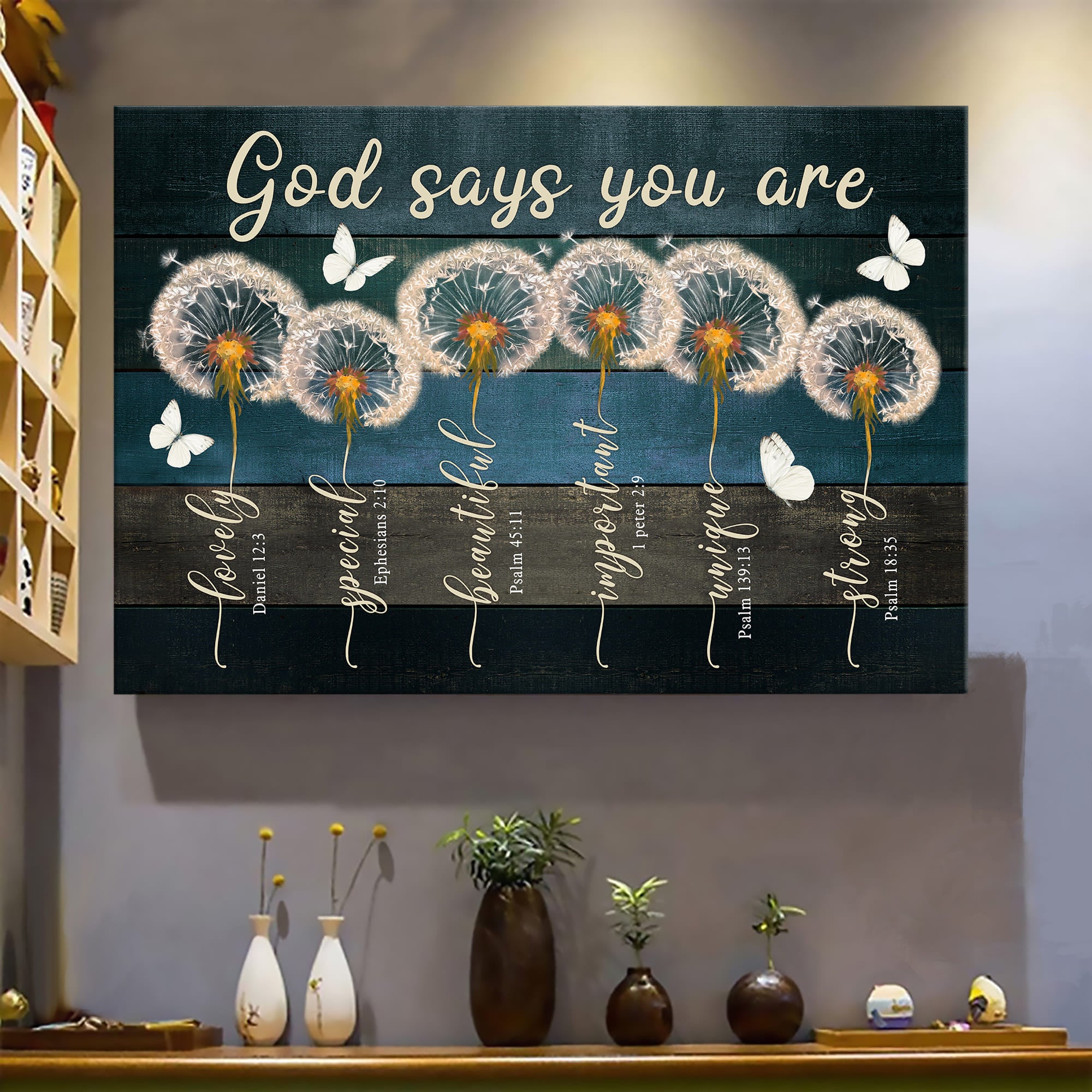 Beautiful dandelion, Butterfly, God says you are - Jesus Landscape Canvas Prints, Wall Art