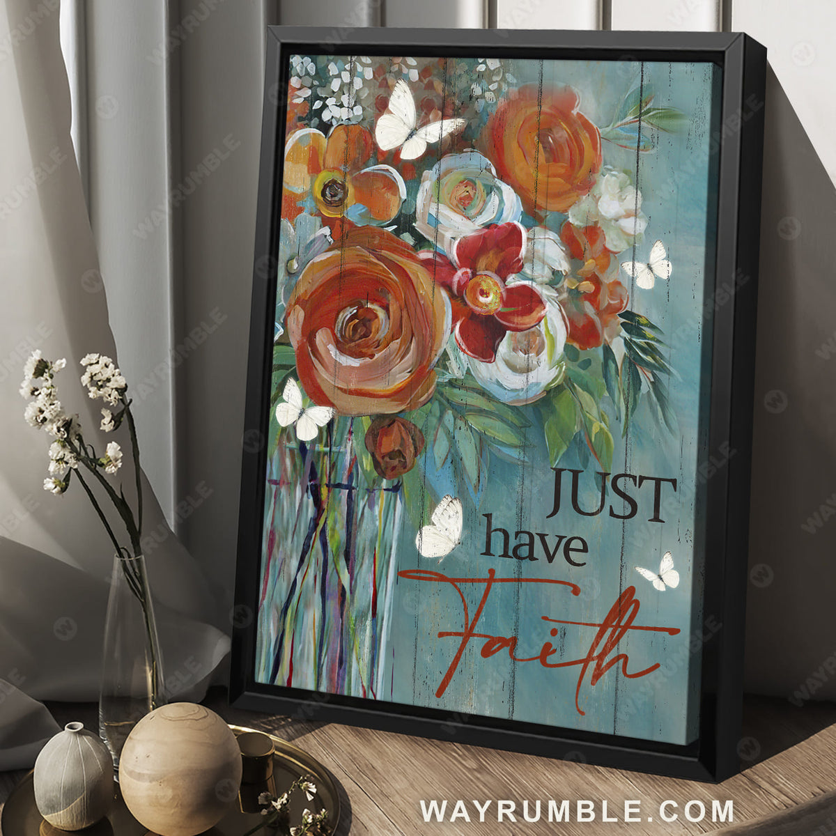 Rose Painting, Just have a faith - Jesus, Still arts, Portrait Canvas Prints, Wall Art