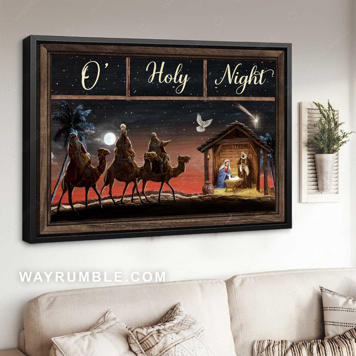 Wonderful night, Pretty sky, Jesus was born, O Holy night - Jesus Landscape Canvas Prints, Home Decor Wall Art