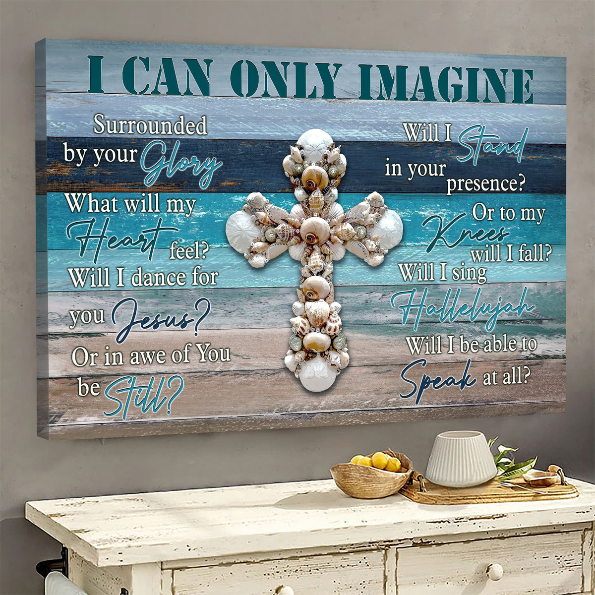 Seashell cross, I can only imagine - Jesus Landscape Canvas Prints, Wall Art