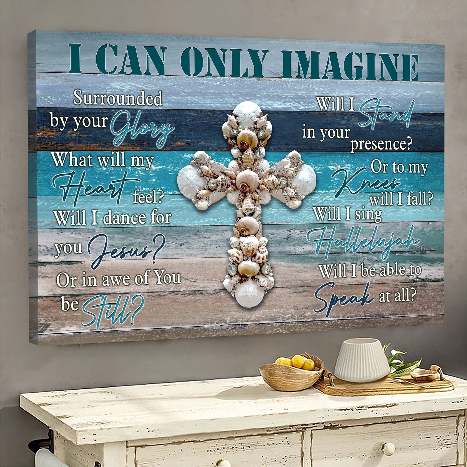 Seashell cross, I can only imagine - Jesus Landscape Canvas Prints, Wall Art