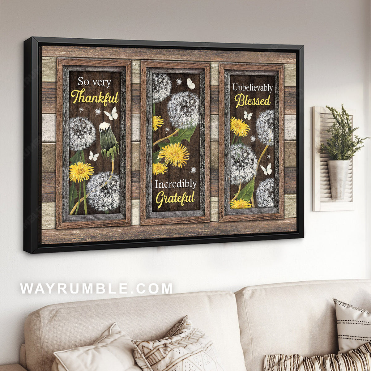 Dandelion, Daisy flower, White butterfly, So very thankful - Jesus Landscape Canvas Prints, Christian Wall Art